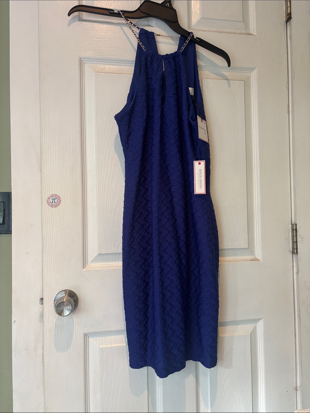 Bisou Bisou Royal Blue Textured Halter Midi Dress